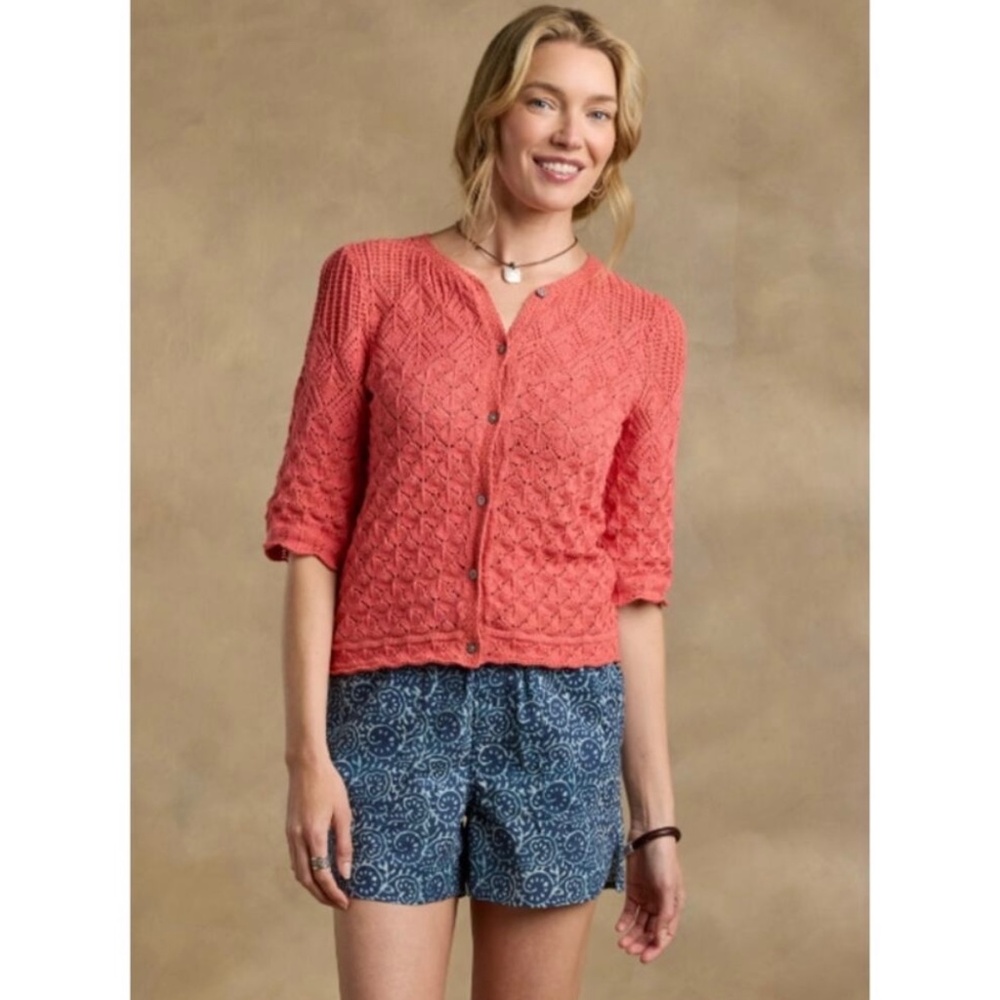 Sundance Jocelyn Coral Knit‎ Cardigan Size L